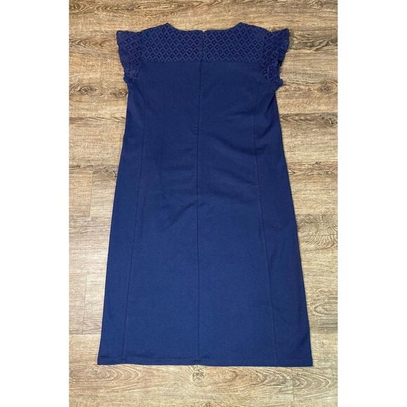 Lands End Shift Dress Crochet Cap Sleeve with Pockets Navy Blue Size 10 - Picture 8 of 8